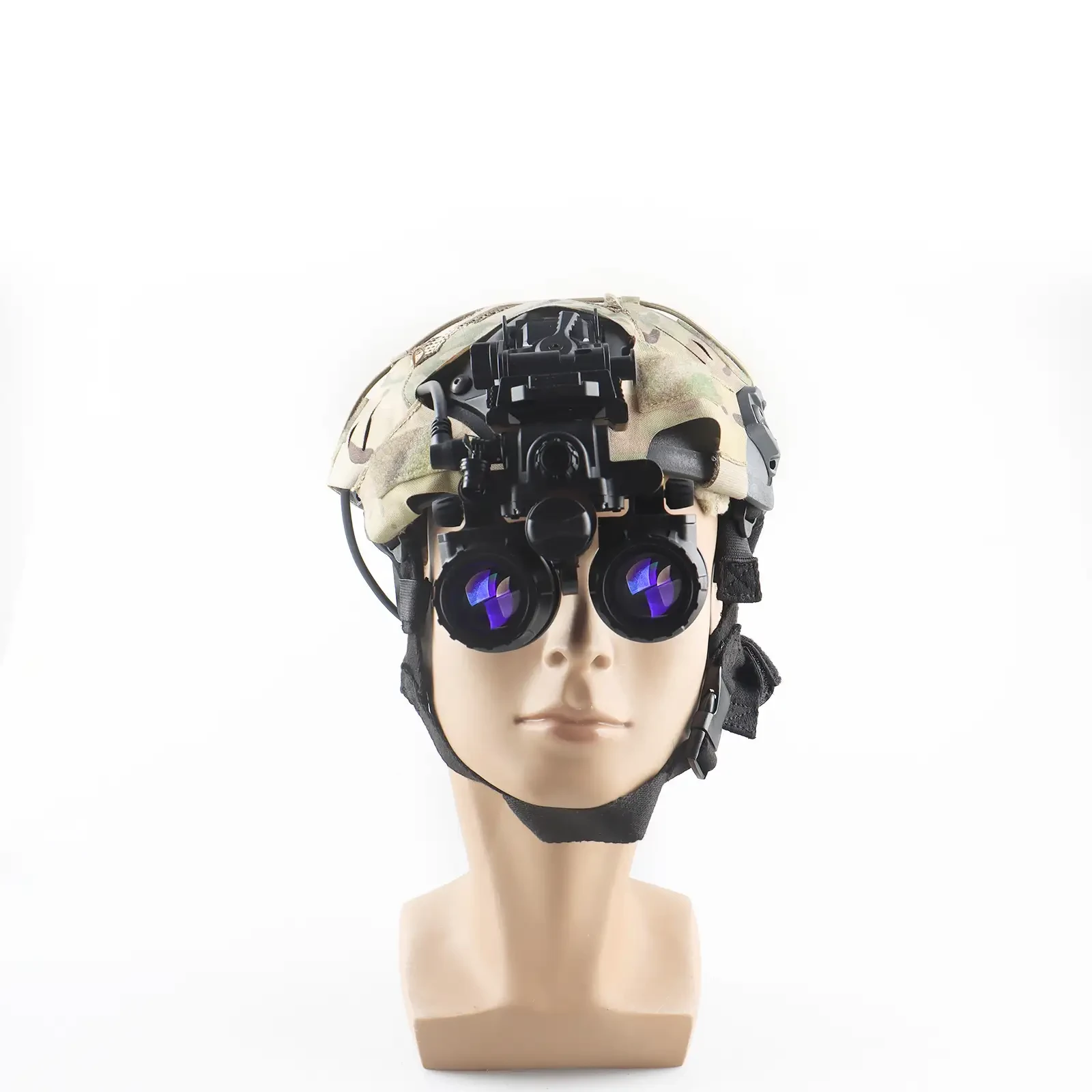 Front view of PVS-31 goggles on a helmet display head