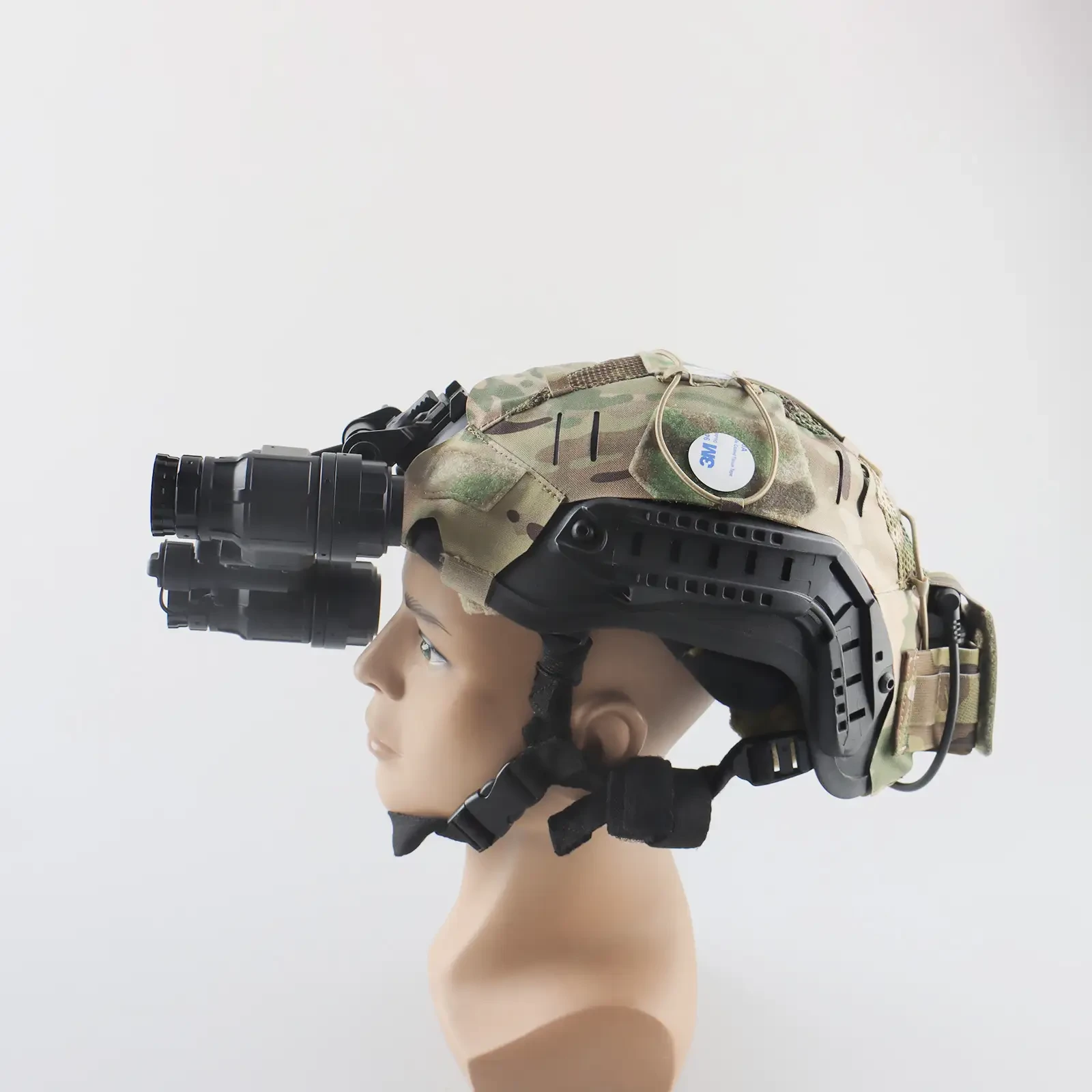 Side view of PVS-31 goggles and helmet battery cable